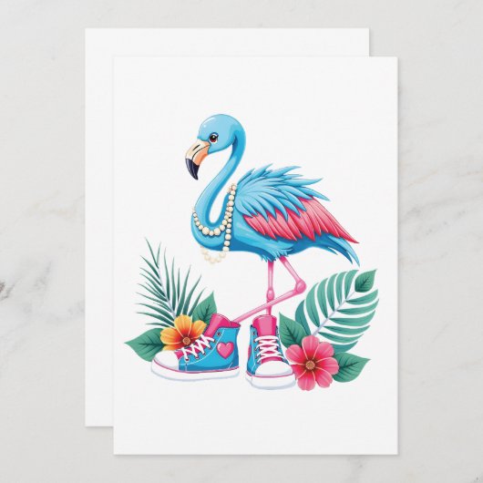 Invitation Flamant rose Chucks and Pearls Comma La Harris 202 (Devant / Derrière)