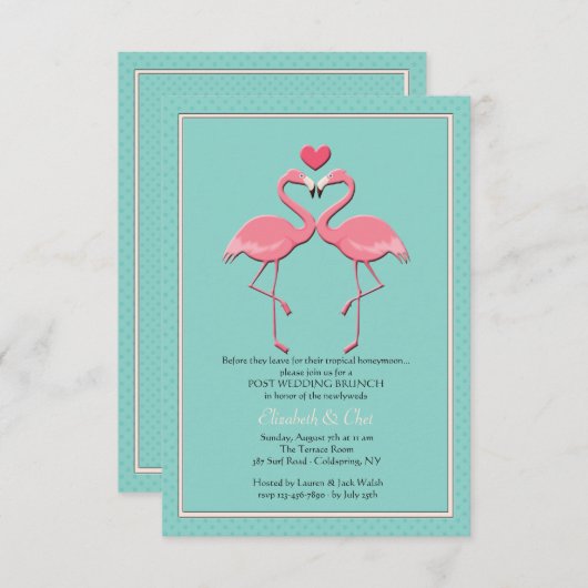 Invitation Flamant rose Couple (Devant / Derrière)