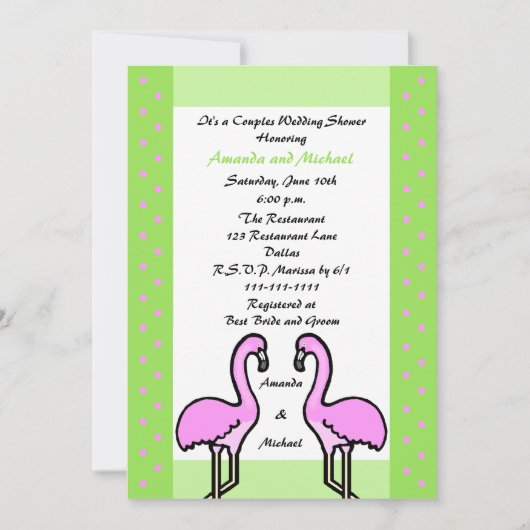 Invitation Flamant rose Couple Couple Wedding shower Invitati (Devant)