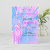 Invitation Flamant rose, Couronne Ombre Holographique Opal An (Debout devant)