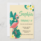 Invitation Flamant rose d'anniversaire tropical (Devant)