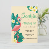 Invitation Flamant rose d'anniversaire tropical (Debout devant)
