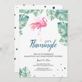 Invitation Flamant rose d'aquarelle (Devant / Derrière)