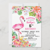 Invitation Flamant rose d'aquarelle et anniversaire tropical  (Devant)