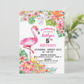 Invitation Flamant rose d'aquarelle et anniversaire tropical  (Debout devant)