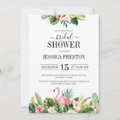 Invitation Flamant rose d'aquarelle Fête des mariées florale  (Devant)