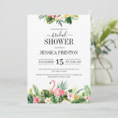 Invitation Flamant rose d'aquarelle Fête des mariées florale  (Debout devant)