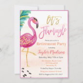 Invitation Flamant rose d'aquarelle Retraite de la partie Inv (Devant)