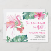 Invitation Flamant rose d'aquarelle Tropical Christmas Party (Devant)