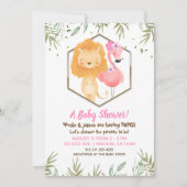 Invitation Flamant rose d'aquarelle tropicale et Baby shower (Devant)