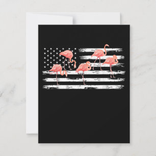 Invitation Flamant rose de dessin animé mignon drapeau USA 4