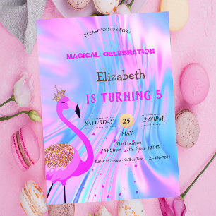 Invitation Flamant rose de Parties scintillant chic, Annivers