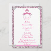 Invitation Flamant rose de Parties scintillant Rose Faux Bach (Devant)
