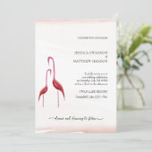 Invitation Flamant Rose Doré Exotique (Debout devant)