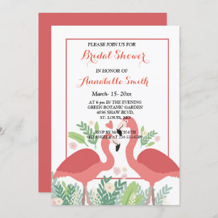 Invitation Flamant rose douche tropicale nuptiale
