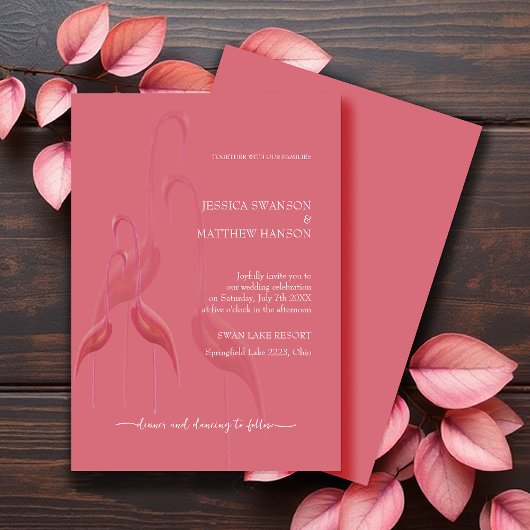 Invitation Flamant Rose Élégant Exotique