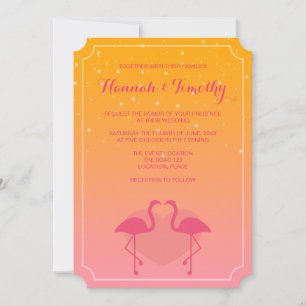 Invitation Flamant rose En Amour Mariage Tropical Rose Et Ora