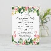 Invitation Flamant rose Engagement Party Feuilles tropicaux F (Debout devant)