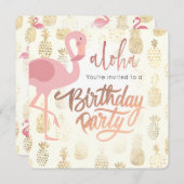 Invitation flamant rose et ananas tropicaux (Devant / Derrière)