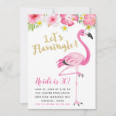 Invitation Flamant rose et Hibiscus fête d'anniversaire (Devant)