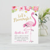 Invitation Flamant rose et Hibiscus fête d'anniversaire (Debout devant)