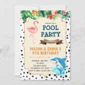 Invitation Flamant rose et requin (Devant)