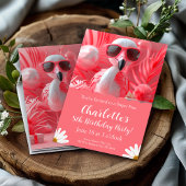 Invitation Flamant rose fête anniversaire pour enfants