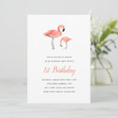 Invitation Flamant rose fête d'anniversaire (Debout devant)