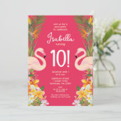 Invitation Flamant rose fête d'anniversaire (Debout devant)
