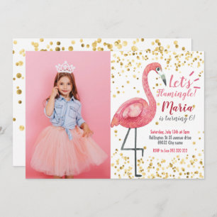 Invitation Flamant rose Fête d'anniversaire tropicale Invitat