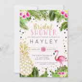 Invitation Flamant rose Fête des mariées d'ananas tropicale (Devant)