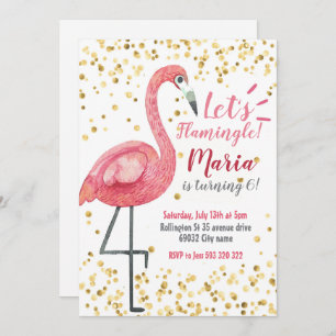 Invitation Flamant rose Fête Tropicale Anniversaire Flamingle