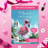 Invitation Flamant rose Fiesta Beach Bash Extravaganza