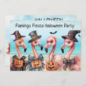 Invitation Flamant rose Fiesta Halloween (Devant / Derrière)