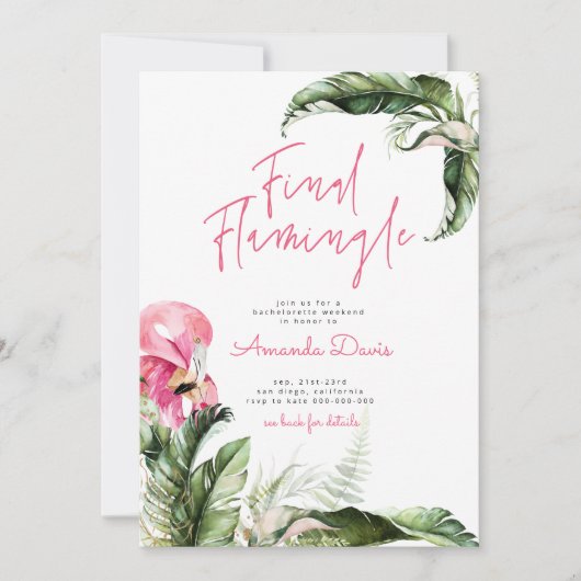 Invitation Flamant rose final du week-end flamingle (Devant)