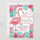 Invitation Flamant rose Flamingle d'anniversaire tropical (Devant)
