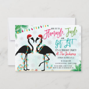 Invitation Flamant rose Flamingle et Jingle Party