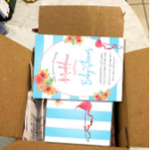 Invitation Flamant rose Fleurs tropicales Baby shower à bande