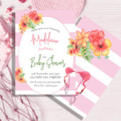 Invitation Flamant rose Fleurs tropicales Baby shower à rayur
