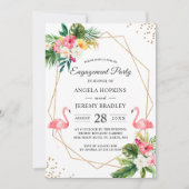 Invitation Flamant rose floral tropical (Devant)