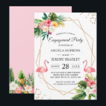 Invitation Flamant rose floral tropical<br><div class="desc">Flamant rose Floral Tropical Summer Engagement Party Invitation. (1) Pour plus de personnalisation, cliquez sur le lien "customiser plus loin" et utilisez notre outil de conception pour modifier ce modèle. (La couleur de l'arrière - plan est changeable et tous les éléments sont réglables / amovibles.) (2) Si vous avez besoin...</div>