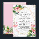 Invitation Flamant rose floral tropical<br><div class="desc">Flamant rose Floral Tropical Summer Engagement Party Invitation. (1) Pour plus de personnalisation, cliquez sur le lien "customiser plus loin" et utilisez notre outil de conception pour modifier ce modèle. (La couleur de l'arrière - plan est changeable et tous les éléments sont réglables / amovibles.) (2) Si vous avez besoin...</div>