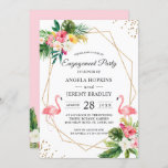 Invitation Flamant rose floral tropical<br><div class="desc">Flamant rose Floral Tropical Summer Engagement Party Invitation. (1) Pour plus de personnalisation, cliquez sur le lien "customiser plus loin" et utilisez notre outil de conception pour modifier ce modèle. (La couleur de l'arrière - plan est changeable et tous les éléments sont réglables / amovibles.) (2) Si vous avez besoin...</div>