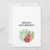 Invitation Flamant rose floral tropical papillons 30e anniver (Dos)