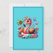 Invitation Flamant rose Flottant Dans La Piscine Anniversaire (Dos)