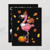 Invitation Flamant rose | Halloween Flamant rose Thanksgiving (Devant / Derrière)