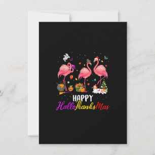 Invitation Flamant rose Happy HalloThanksMas Thanksgiving Chr