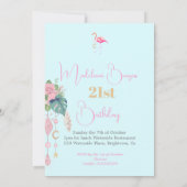 Invitation Flamant rose Jewel Beach Floral 21e anniversaire (Dos)