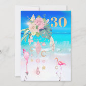 Invitation Flamant rose Jewel Beach Floral 30e anniversaire (Devant)