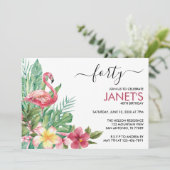 Invitation Flamant rose Joyeux anniversaire (Debout devant)